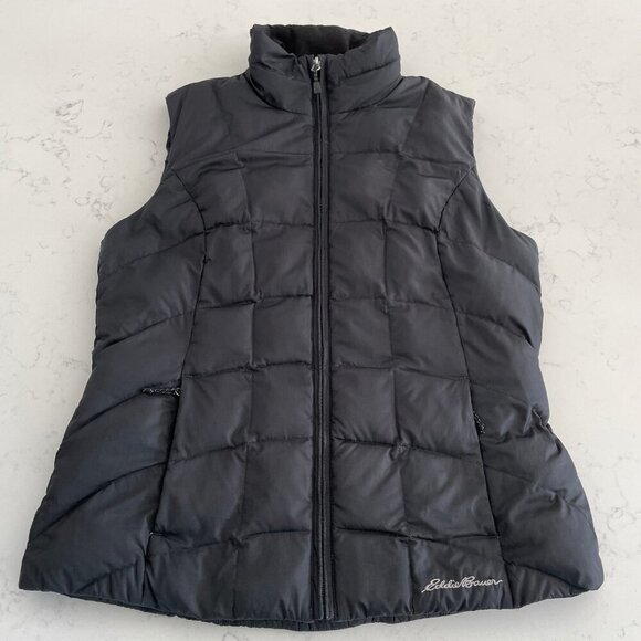 Eddie Bauer EB650 Full Zip Hi Collar Polyester & Down Vest Black Sz S Unisex - Picture 2 of 13